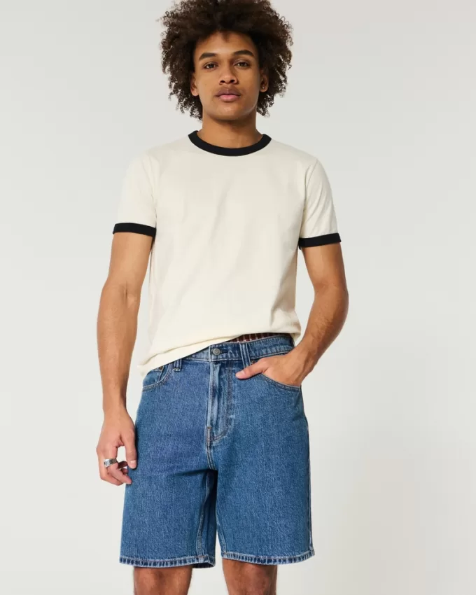Above-the-Knee Loose Denim Shorts,Above-the-Knee Loose Denim Shorts Above-the-Knee Loose Denim Shorts,Above-the-Knee Loose Denim Shorts