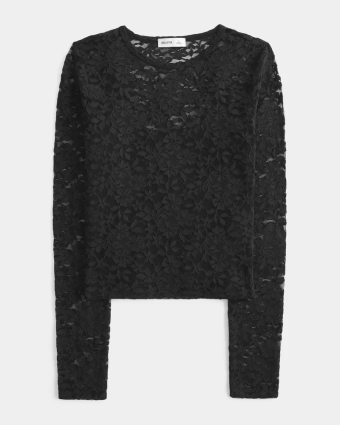 All-Over Lace Crew Top,All-Over Lace Crew Top All-Over Lace Crew Top,All-Over Lace Crew Top