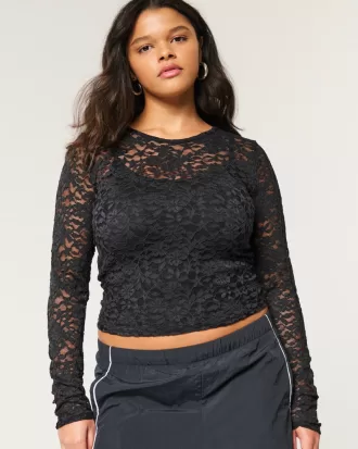 All-Over Lace Crew Top,All-Over Lace Crew Top All-Over Lace Crew Top,All-Over Lace Crew Top