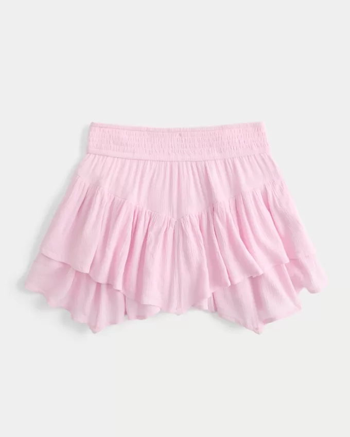 Asymmetrical Hem Tiered Mini Skort,Asymmetrical Hem Tiered Mini Skort Asymmetrical Hem Tiered Mini Skort,Asymmetrical Hem Tiered Mini Skort