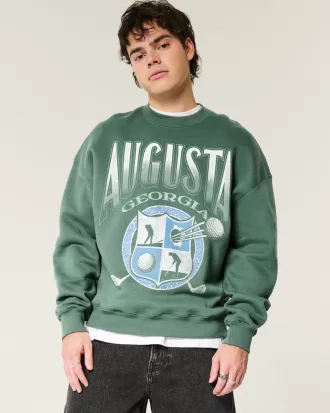 Boxy Augusta Golf Graphic Crew Sweatshirt,Boxy Augusta Golf Graphic Crew Sweatshirt