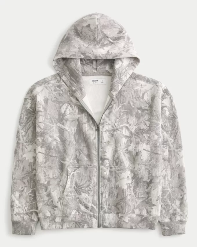 Boxy Camo Zip-Up Hoodie,Boxy Camo Zip-Up Hoodie Boxy Camo Zip-Up Hoodie,Boxy Camo Zip-Up Hoodie