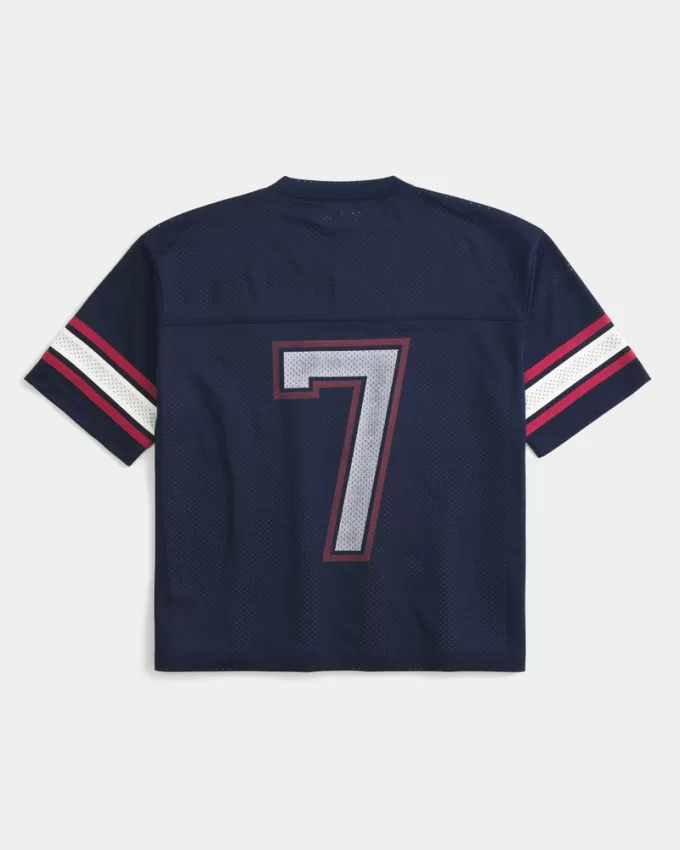 Boxy Crop Mesh Graphic Football Jersey,Boxy Crop Mesh Graphic Football Jersey Boxy Crop Mesh Graphic Football Jersey,Boxy Crop Mesh Graphic Football Jersey