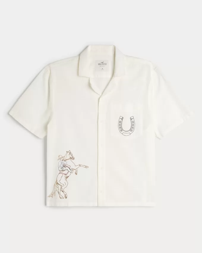 Boxy Cropped Embroidered Graphic Workwear Shirt,Boxy Cropped Embroidered Graphic Workwear Shirt Boxy Cropped Embroidered Graphic Workwear Shirt,Boxy Cropped Embroidered Graphic Workwear Shirt