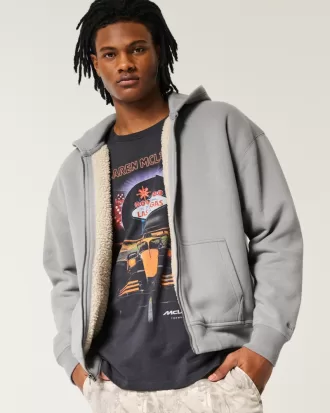 Boxy Faux Shearling-Lined Zip-Up Hoodie,Boxy Faux Shearling-Lined Zip-Up Hoodie Boxy Faux Shearling-Lined Zip-Up Hoodie,Boxy Faux Shearling-Lined Zip-Up Hoodie