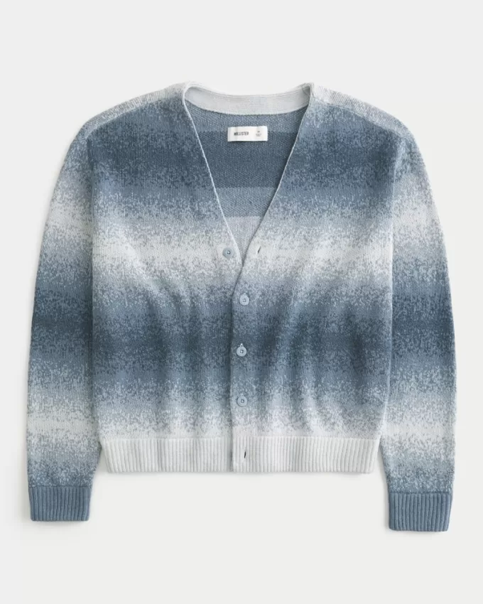 Boxy Ombre Stripe Cardigan,Boxy Ombre Stripe Cardigan Boxy Ombre Stripe Cardigan,Boxy Ombre Stripe Cardigan