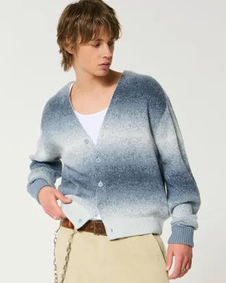 Boxy Ombre Stripe Cardigan,Boxy Ombre Stripe Cardigan