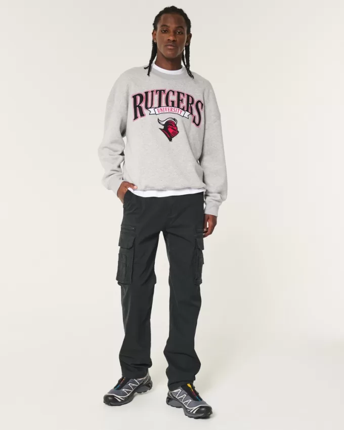 Boxy Rutgers University Graphic Crew Sweatshirt,Boxy Rutgers University Graphic Crew Sweatshirt Boxy Rutgers University Graphic Crew Sweatshirt,Boxy Rutgers University Graphic Crew Sweatshirt