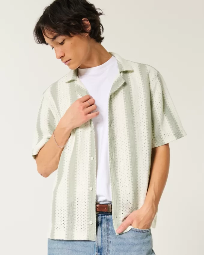 Boxy Short-Sleeve Crochet-Style Shirt,Boxy Short-Sleeve Crochet-Style Shirt Boxy Short-Sleeve Crochet-Style Shirt,Boxy Short-Sleeve Crochet-Style Shirt