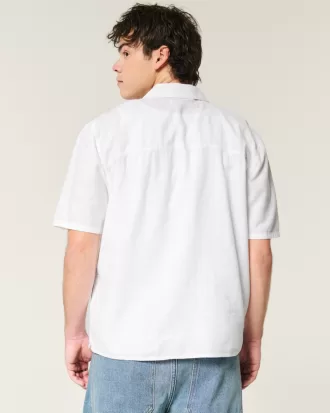 Boxy Short-Sleeve Linen-Blend Shirt,Boxy Short-Sleeve Linen-Blend Shirt Boxy Short-Sleeve Linen-Blend Shirt,Boxy Short-Sleeve Linen-Blend Shirt