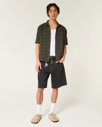 Boxy Short-Sleeve Plaid Shirt,Boxy Short-Sleeve Plaid Shirt
