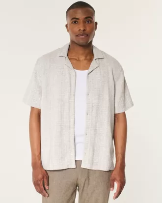 Boxy Short-Sleeve Textured Shirt,Boxy Short-Sleeve Textured Shirt
