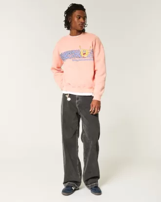 Boxy SpongeBob SquarePants Graphic Crew Sweatshirt,Boxy SpongeBob SquarePants Graphic Crew Sweatshirt