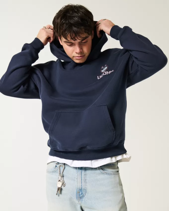 Boxy UConn Graphic Hoodie,Boxy UConn Graphic Hoodie Boxy UConn Graphic Hoodie,Boxy UConn Graphic Hoodie