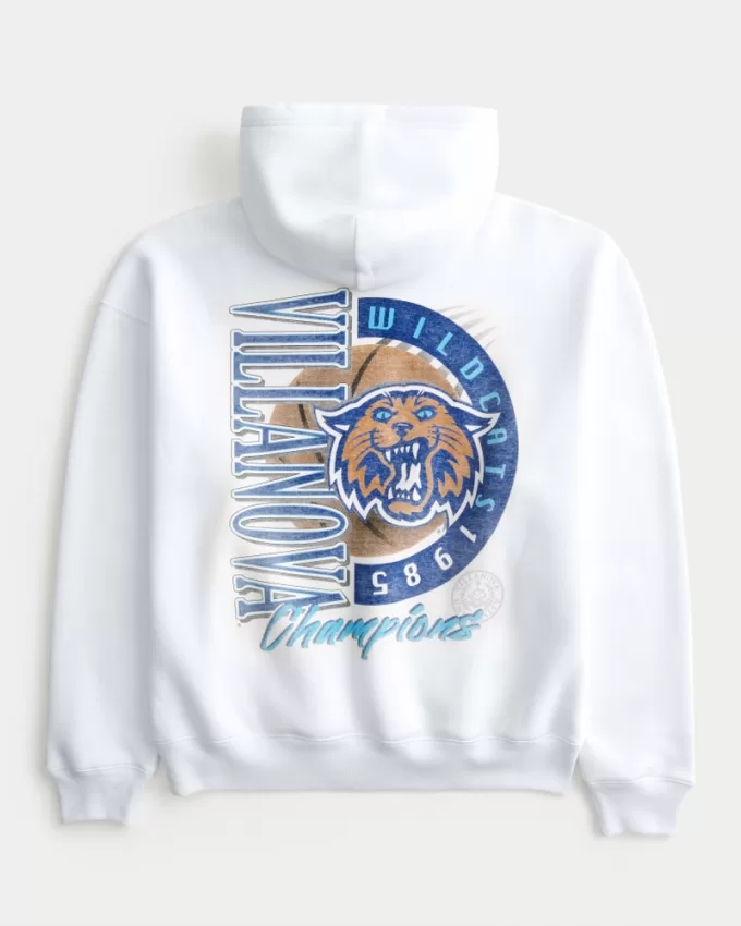 Boxy Villanova University Wildcats Graphic Hoodie,Boxy Villanova University Wildcats Graphic Hoodie