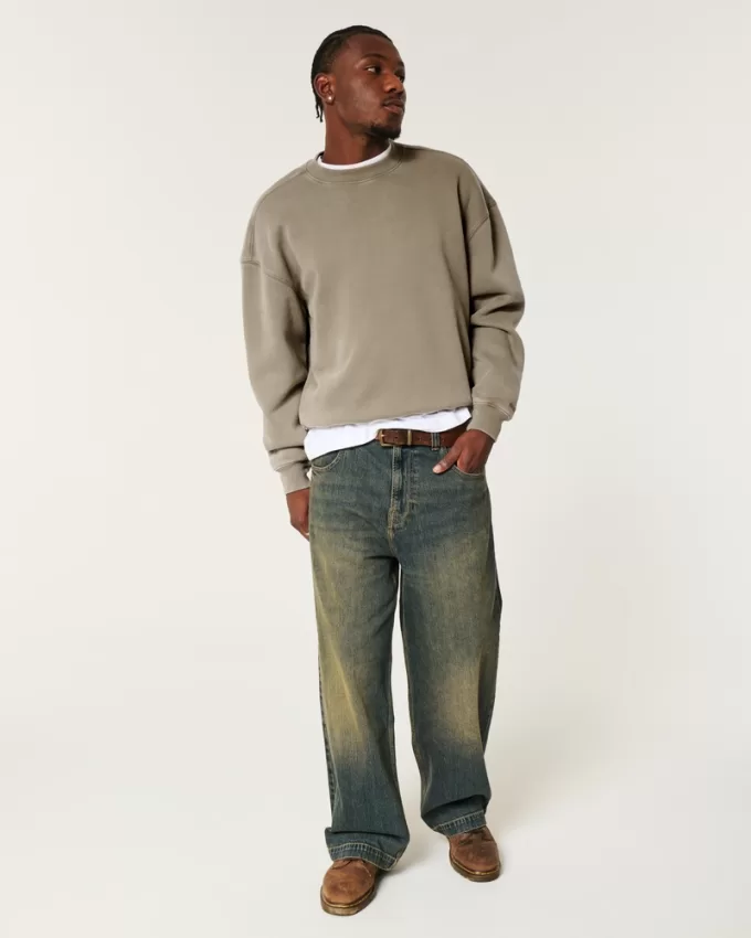Boxy Washed Crew Sweatshirt,Boxy Washed Crew Sweatshirt Boxy Washed Crew Sweatshirt,Boxy Washed Crew Sweatshirt