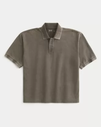 Boxy Washed Crop Polo,Boxy Washed Crop Polo