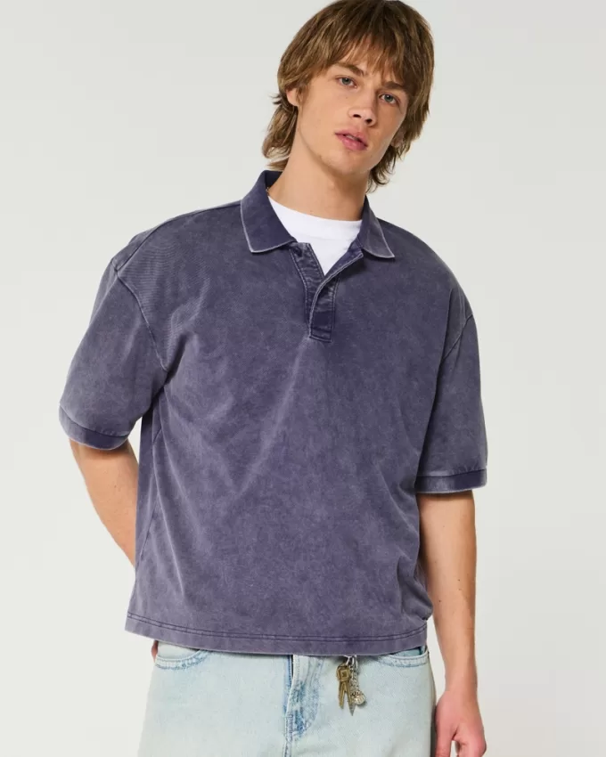 Boxy Washed Crop Polo,Boxy Washed Crop Polo Boxy Washed Crop Polo,Boxy Washed Crop Polo
