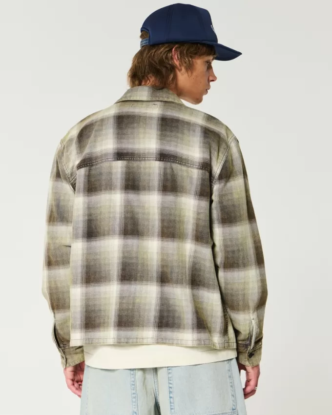 Boxy Washed Flannel Shirt,Boxy Washed Flannel Shirt Boxy Washed Flannel Shirt,Boxy Washed Flannel Shirt