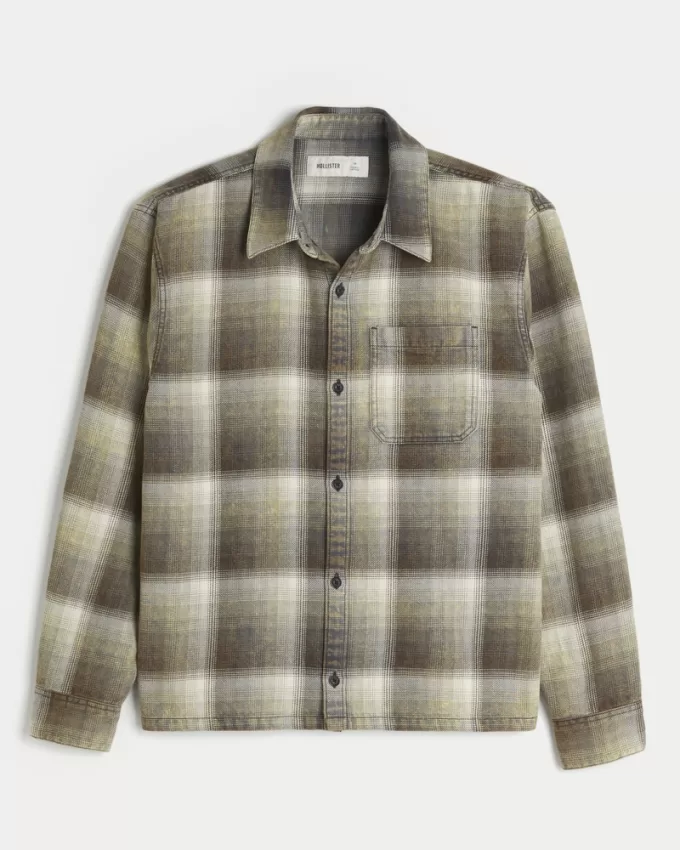 Boxy Washed Flannel Shirt,Boxy Washed Flannel Shirt Boxy Washed Flannel Shirt,Boxy Washed Flannel Shirt