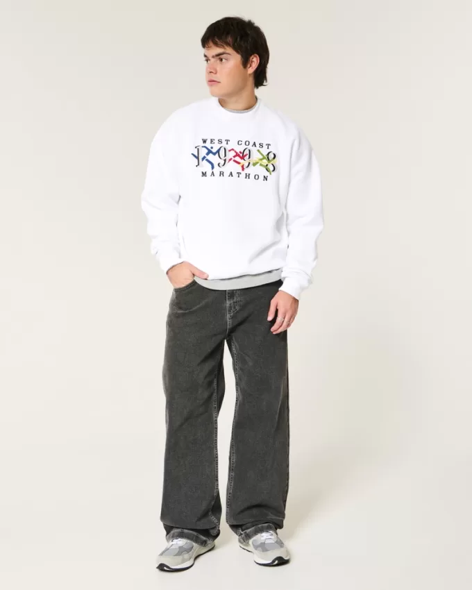 Boxy West Coast Marathon Graphic Crew Sweatshirt,Boxy West Coast Marathon Graphic Crew Sweatshirt Boxy West Coast Marathon Graphic Crew Sweatshirt,Boxy West Coast Marathon Graphic Crew Sweatshirt
