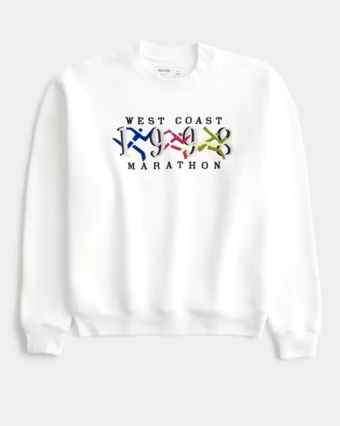 Boxy West Coast Marathon Graphic Crew Sweatshirt,Boxy West Coast Marathon Graphic Crew Sweatshirt Boxy West Coast Marathon Graphic Crew Sweatshirt,Boxy West Coast Marathon Graphic Crew Sweatshirt