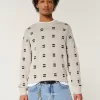 Boxy Windowpane Stitch Crew Sweater,Boxy Windowpane Stitch Crew Sweater Boxy Windowpane Stitch Crew Sweater,Boxy Windowpane Stitch Crew Sweater
