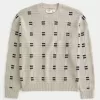 Boxy Windowpane Stitch Crew Sweater,Boxy Windowpane Stitch Crew Sweater Boxy Windowpane Stitch Crew Sweater,Boxy Windowpane Stitch Crew Sweater