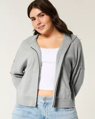 Boxy Zip-Up Sweater Hoodie,Boxy Zip-Up Sweater Hoodie Boxy Zip-Up Sweater Hoodie,Boxy Zip-Up Sweater Hoodie