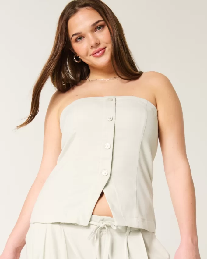 Button-Through Tube Top,Button-Through Tube Top Button-Through Tube Top,Button-Through Tube Top