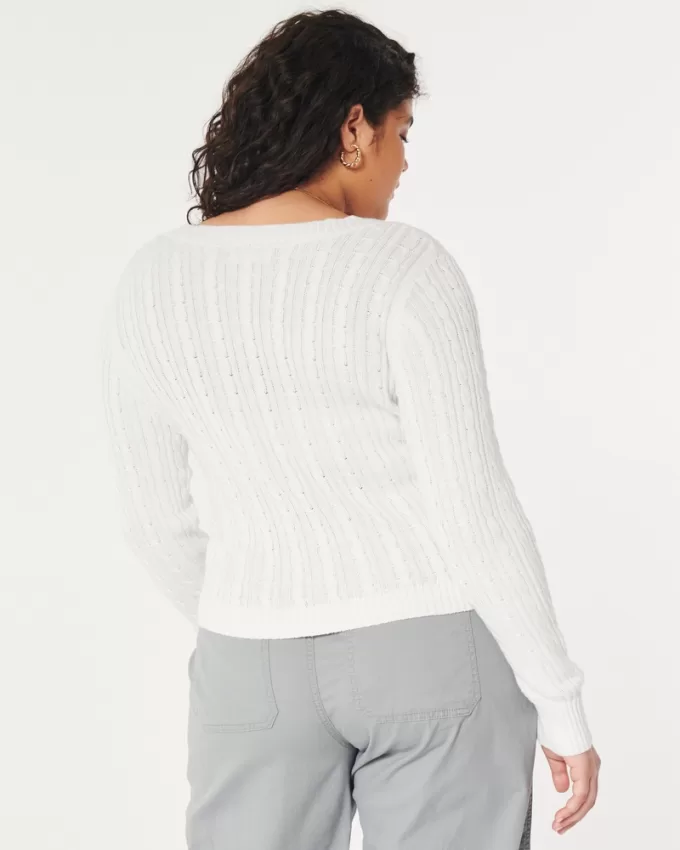 Cable-Knit V-Neck Sweater,Cable-Knit V-Neck Sweater Cable-Knit V-Neck Sweater,Cable-Knit V-Neck Sweater