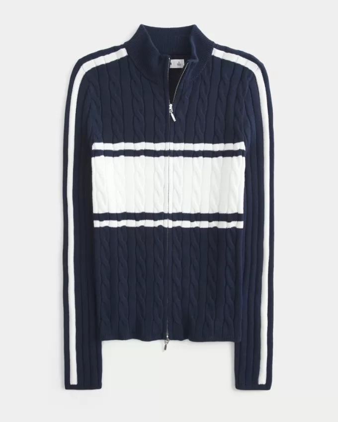 Cable-Knit Zip-Up Sweater,Cable-Knit Zip-Up Sweater Cable-Knit Zip-Up Sweater,Cable-Knit Zip-Up Sweater