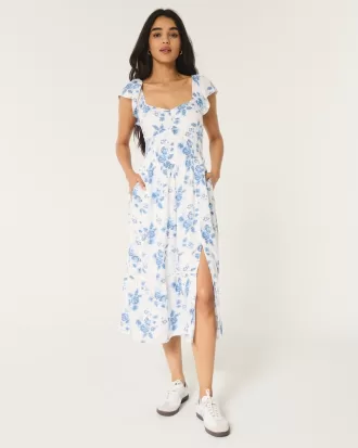 Cinch Bust V-Waist Midi Dress,Cinch Bust V-Waist Midi Dress