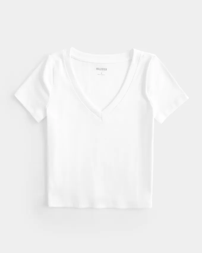 Cotton Blend V-Neck Baby Tee,Cotton Blend V-Neck Baby Tee Cotton Blend V-Neck Baby Tee,Cotton Blend V-Neck Baby Tee