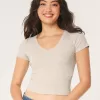 Cotton Blend V-Neck Baby Tee,Cotton Blend V-Neck Baby Tee Cotton Blend V-Neck Baby Tee,Cotton Blend V-Neck Baby Tee