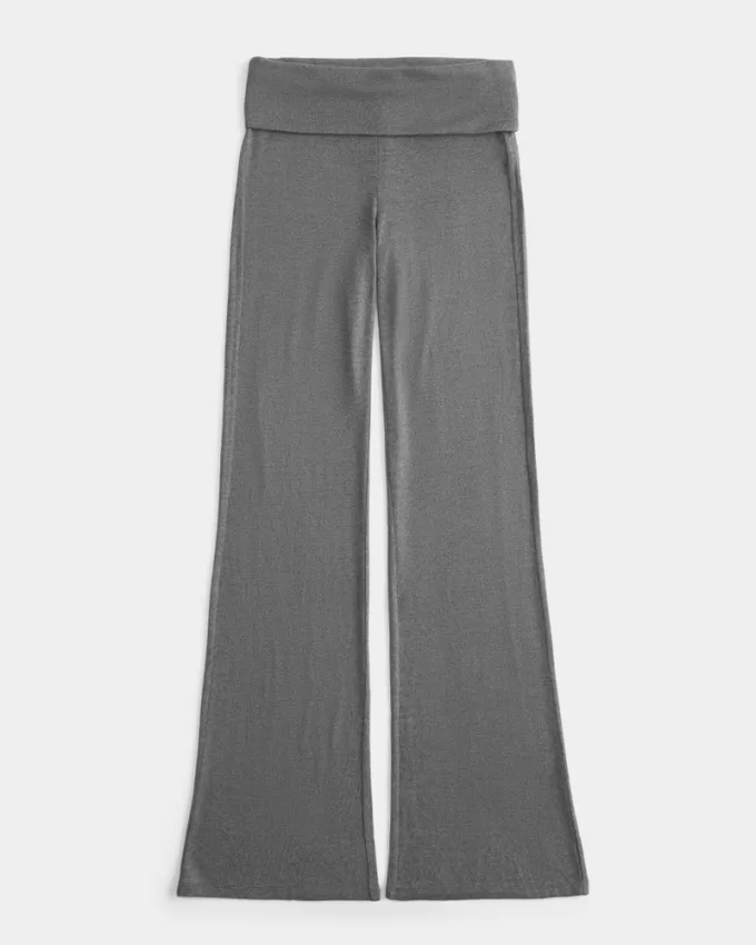 Cozy Knit Foldover Waist Flare Pants,Cozy Knit Foldover Waist Flare Pants Cozy Knit Foldover Waist Flare Pants,Cozy Knit Foldover Waist Flare Pants