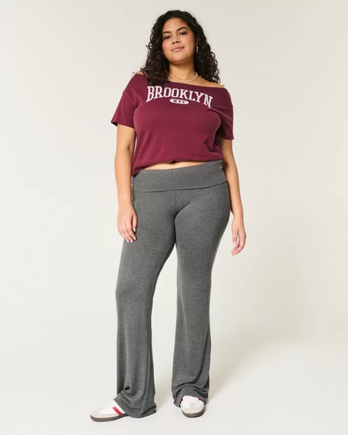 Cozy Knit Foldover Waist Flare Pants,Cozy Knit Foldover Waist Flare Pants Cozy Knit Foldover Waist Flare Pants,Cozy Knit Foldover Waist Flare Pants