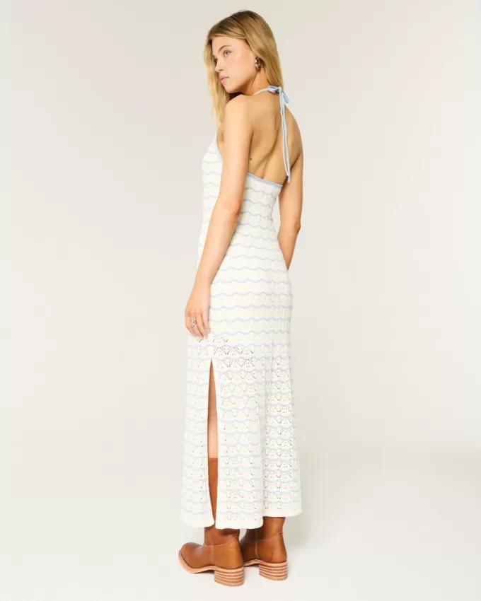 Crochet-Style Halter Midi Dress,Crochet-Style Halter Midi Dress Crochet-Style Halter Midi Dress,Crochet-Style Halter Midi Dress