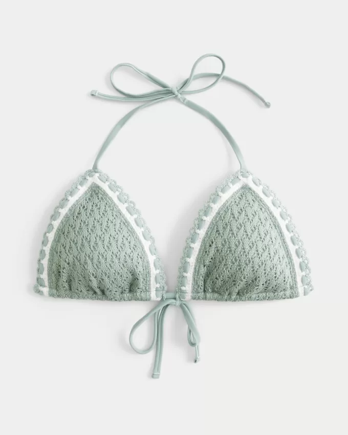 Crochet-Style Mixed Triangle Bikini Top,Crochet-Style Mixed Triangle Bikini Top Crochet-Style Mixed Triangle Bikini Top,Crochet-Style Mixed Triangle Bikini Top