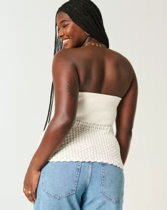Crochet-Style Sweater Tube Top,Crochet-Style Sweater Tube Top Crochet-Style Sweater Tube Top,Crochet-Style Sweater Tube Top