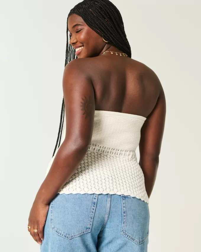 Crochet-Style Sweater Tube Top,Crochet-Style Sweater Tube Top Crochet-Style Sweater Tube Top,Crochet-Style Sweater Tube Top