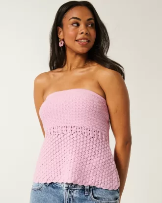 Crochet-Style Sweater Tube Top,Crochet-Style Sweater Tube Top Crochet-Style Sweater Tube Top,Crochet-Style Sweater Tube Top