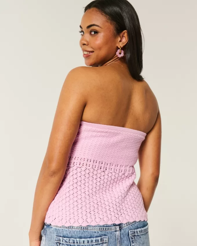 Crochet-Style Sweater Tube Top,Crochet-Style Sweater Tube Top Crochet-Style Sweater Tube Top,Crochet-Style Sweater Tube Top