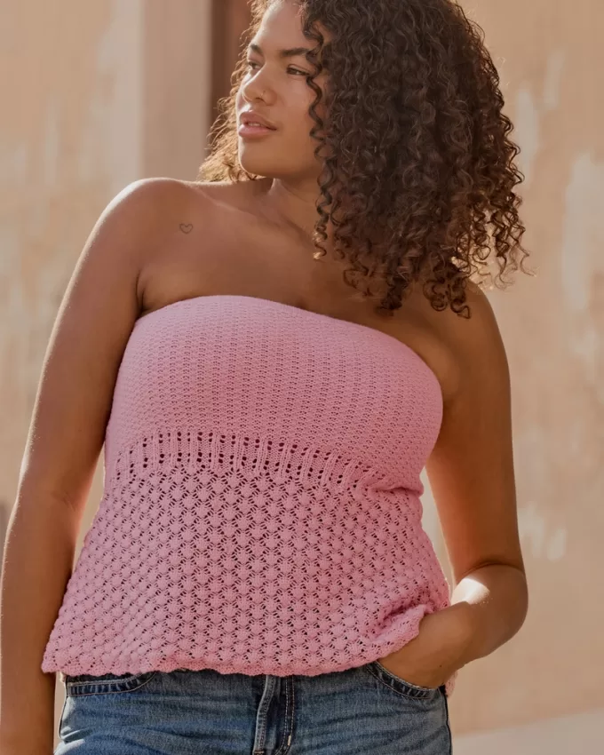 Crochet-Style Sweater Tube Top,Crochet-Style Sweater Tube Top Crochet-Style Sweater Tube Top,Crochet-Style Sweater Tube Top