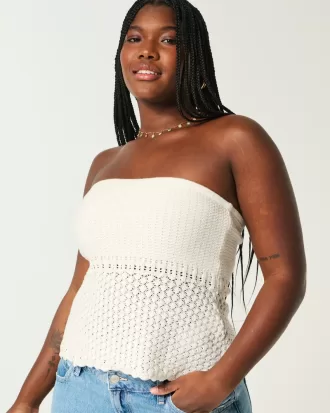 Crochet-Style Sweater Tube Top,Crochet-Style Sweater Tube Top Crochet-Style Sweater Tube Top,Crochet-Style Sweater Tube Top