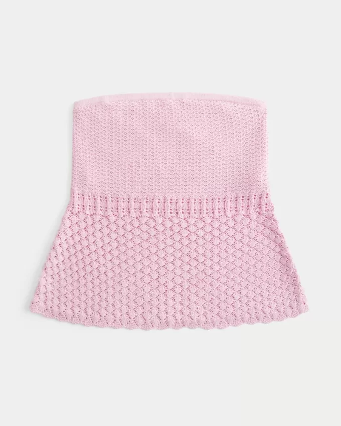 Crochet-Style Sweater Tube Top,Crochet-Style Sweater Tube Top Crochet-Style Sweater Tube Top,Crochet-Style Sweater Tube Top
