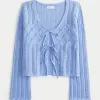 Crochet-Style Tie-Front Textured Sweater,Crochet-Style Tie-Front Textured Sweater Crochet-Style Tie-Front Textured Sweater,Crochet-Style Tie-Front Textured Sweater