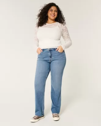 Curvy High-Rise Medium Wash Straight Jeans,Curvy High-Rise Medium Wash Straight Jeans Curvy High-Rise Medium Wash Straight Jeans,Curvy High-Rise Medium Wash Straight Jeans