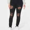 Curvy High-Rise Ripped Black Super Skinny Jeans,Curvy High-Rise Ripped Black Super Skinny Jeans