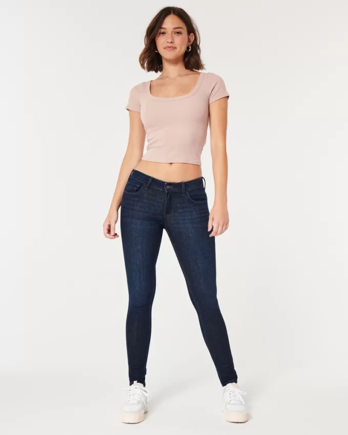 Curvy Low-Rise Dark Wash Super Skinny Jeans,Curvy Low-Rise Dark Wash Super Skinny Jeans